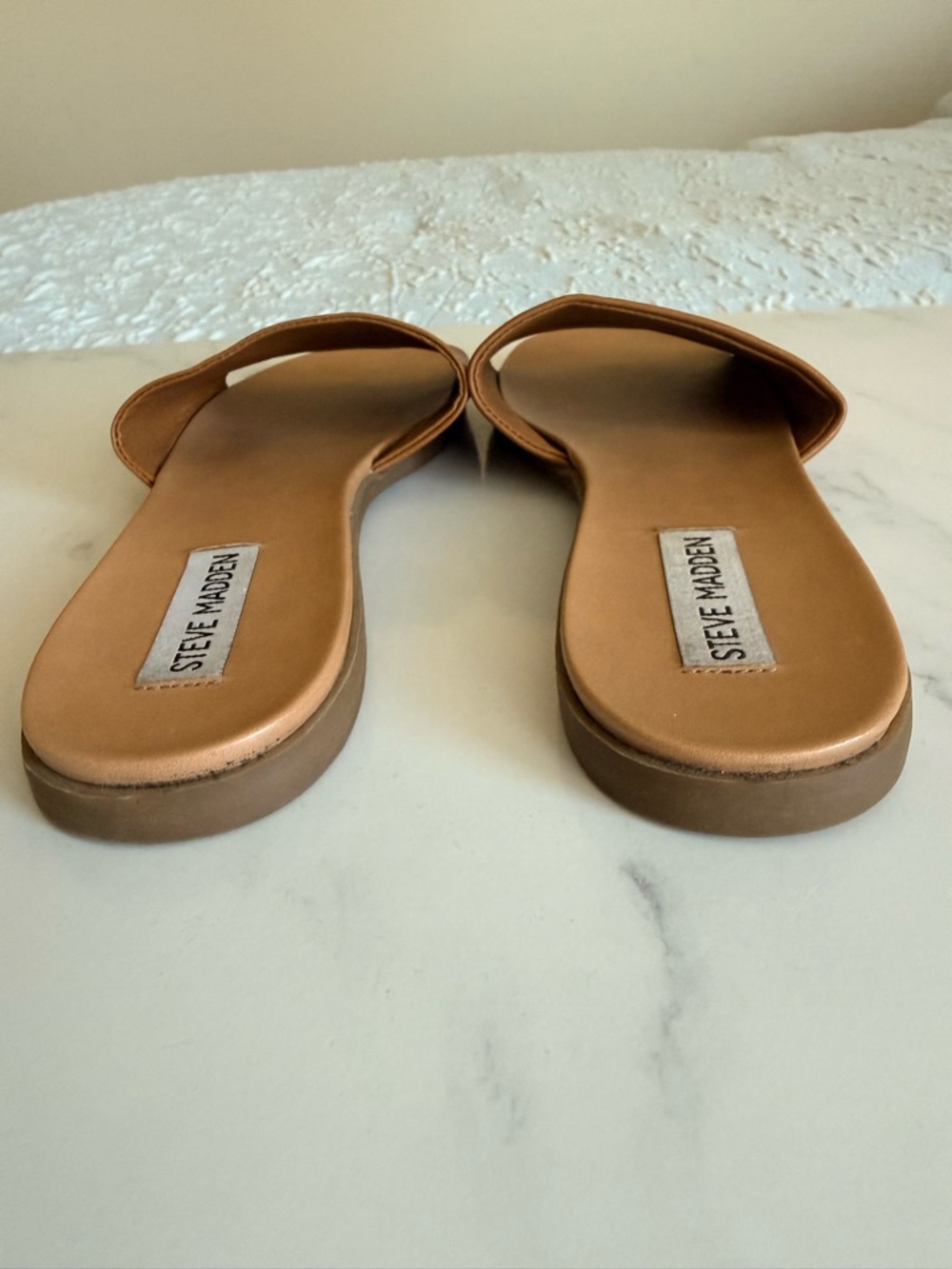 Steve Madden Tan Slide Sandals with Wide Band - Picture 5 of 5